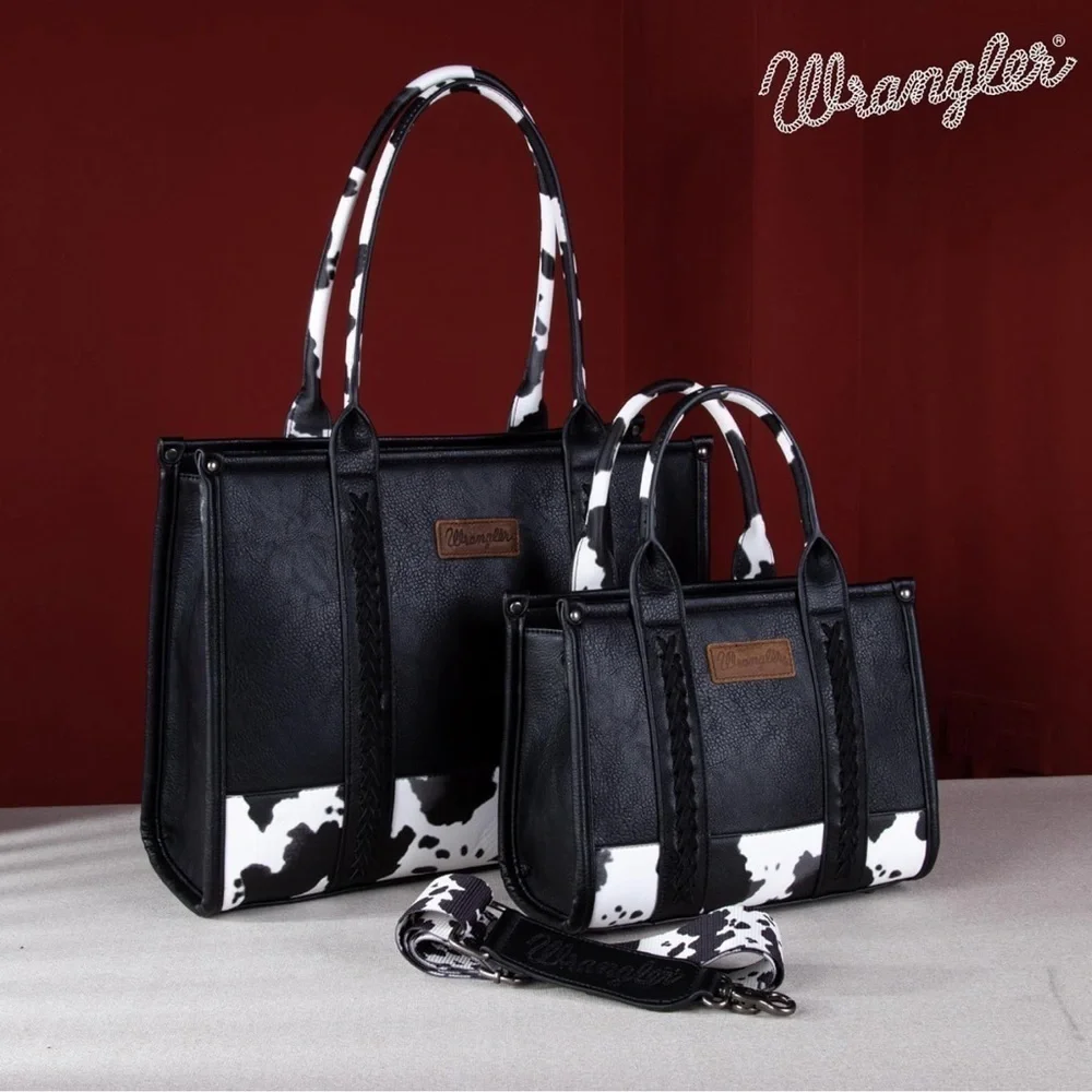 💕Wrangler Leather Cow Print Tote Bag NWT💕